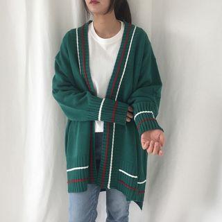 Color-block Loose-fit Cardigan As Figure - One Size