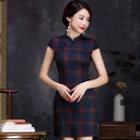 Short-sleeve Plaid Cheongsam