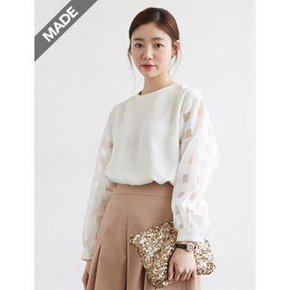 Mesh-sleeve Top