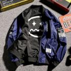 Reversible Label Applique Printed Bomber Jacket