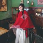 Embroidered Cape Red - One Size
