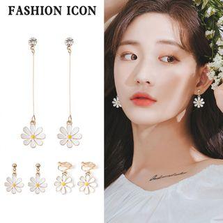 Rhinestone Alloy Daisy Dangle Earring