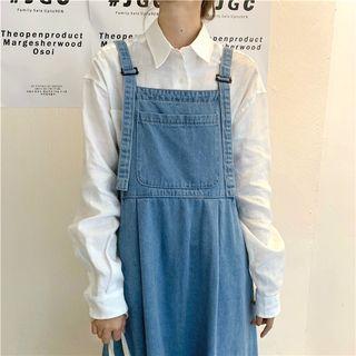 Loose-fit Denim Jumper Dress As Figure - One Size