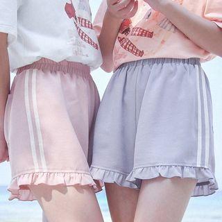 Frilled Hem Striped Shorts