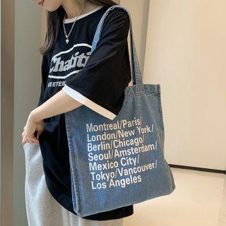 Denim Lettering Tote Bag