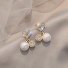 Rhinestone Heart Faux Pearl Dangle Earring 1 Pair - E1954 - Gold - One Size