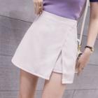 Slit Asymmetrical Mini A-line Skort