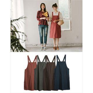Dual-pocket Boxy Overall Dress