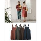 Dual-pocket Boxy Overall Dress