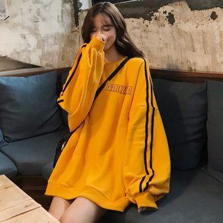 Striped Lettering Crew-neck Sweatshirt