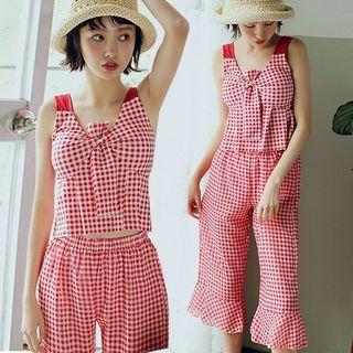 Set: Gingham Tankini + Pants