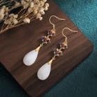 Faux Gemstone Alloy Drop Earring 1 Pair - Cp17 - White - One Size