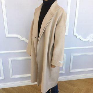 Stand-collar Wool Blend Handmade Coat