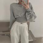 Loose-fit Cropped Sweatshirt / Elastic High-waist Harem Pants