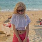 Tie Dye Cropped Camisole Top / Short-sleeve T-shirt / Denim Mini Skirt