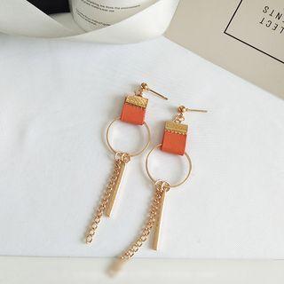 Faux Leather Tasseled Drop Earrings