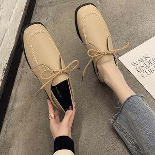 Block Heel Bow Detail Loafers