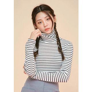 Turtleneck Striped Fitted Top