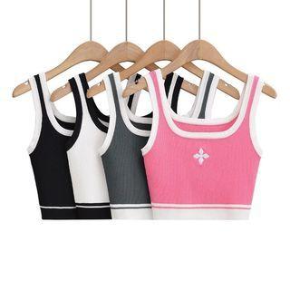 Star Embroidered Crop Tank Top