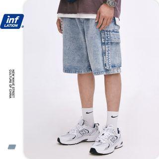 Denim Wide Cargo Shorts