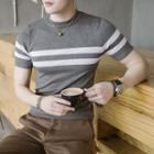 Short-sleeve Knit Striped T-shirt