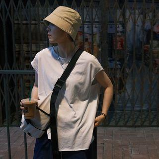 Slit Cap-sleeve T-shirt