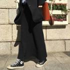 Pleated Midi Knit Skirt Black - One Size