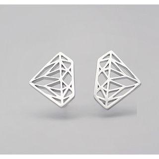Diamond Shape Stud Earring 1 Pair - One Size