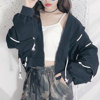Strappy Cropped Baseball Jacket