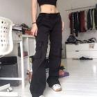 Plain Low-rise Wide-fit Straight Leg Pants