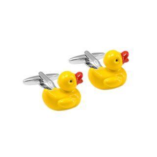 Fashionable Cute Little Yellow Duck Cufflinks Silver - One Size