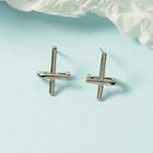 Cross Alloy Earring 1 Pair - Silver - One Size