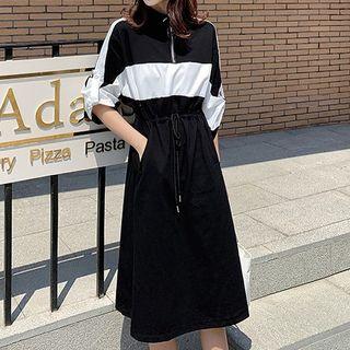 3/4-sleeve Midi A-line Sweatshirt Dress