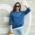 Lettering Heart-embroidered Boxy-fit Sweatshirt