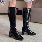 Block-heel Faux Leather Tall Boots