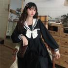 Long-sleeve Sailor A-line Dress As Shown In Figure - One Size