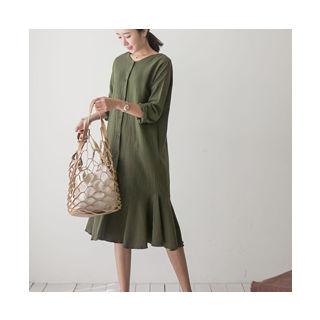 Round-neck Ruffled Shirtdress