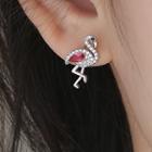 Rhinestone Flamingo Stud Earring