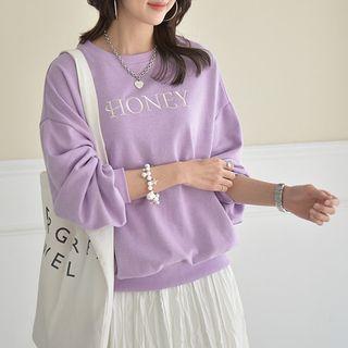 Letter Embroidery Pastel Sweatshirt