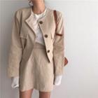 Long-sleeve Plain Jacket / Plain A-line Skirt