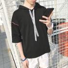 Drawstring Hooded Short Sleeve T-shirt