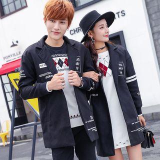 Couple Matching Lettering Single-button Jacket