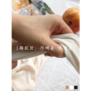 Open-placket Textured T-shirt