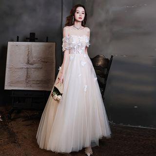 Short-sleeve Butterfly Evening Gown