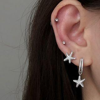 Non-matching 925 Sterling Silver Starfish Dangle Earring 1 Pair - 925 Silver - Silver - One Size