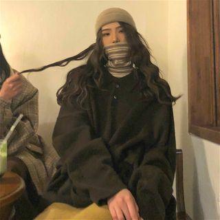 Striped Turtle-neck Knit Top