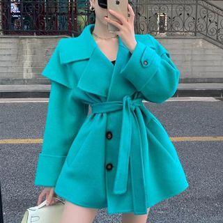 Loose-fit Wool Jacket With Sash