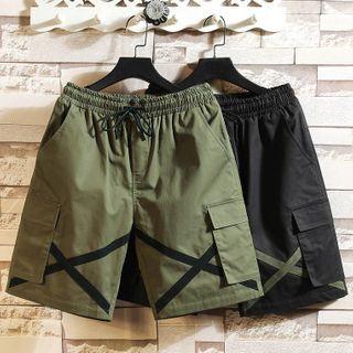 Drawstring-waist Straight-cut Cargo Shorts