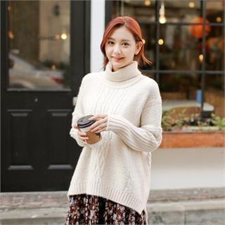 Turtle-neck Cable Knit Sweater