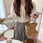 Crewneck Color Block Blouse / Mini Floral Skort
